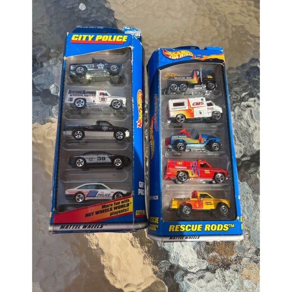 Vtg Hot Wheels First Responder Rescue Rods City Police Gift Packs Sets 1998-2000